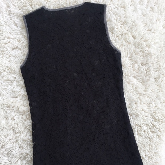 Ann TaylorGrey Cotton with Black Lace Camisole Top - Picture 3 of 6